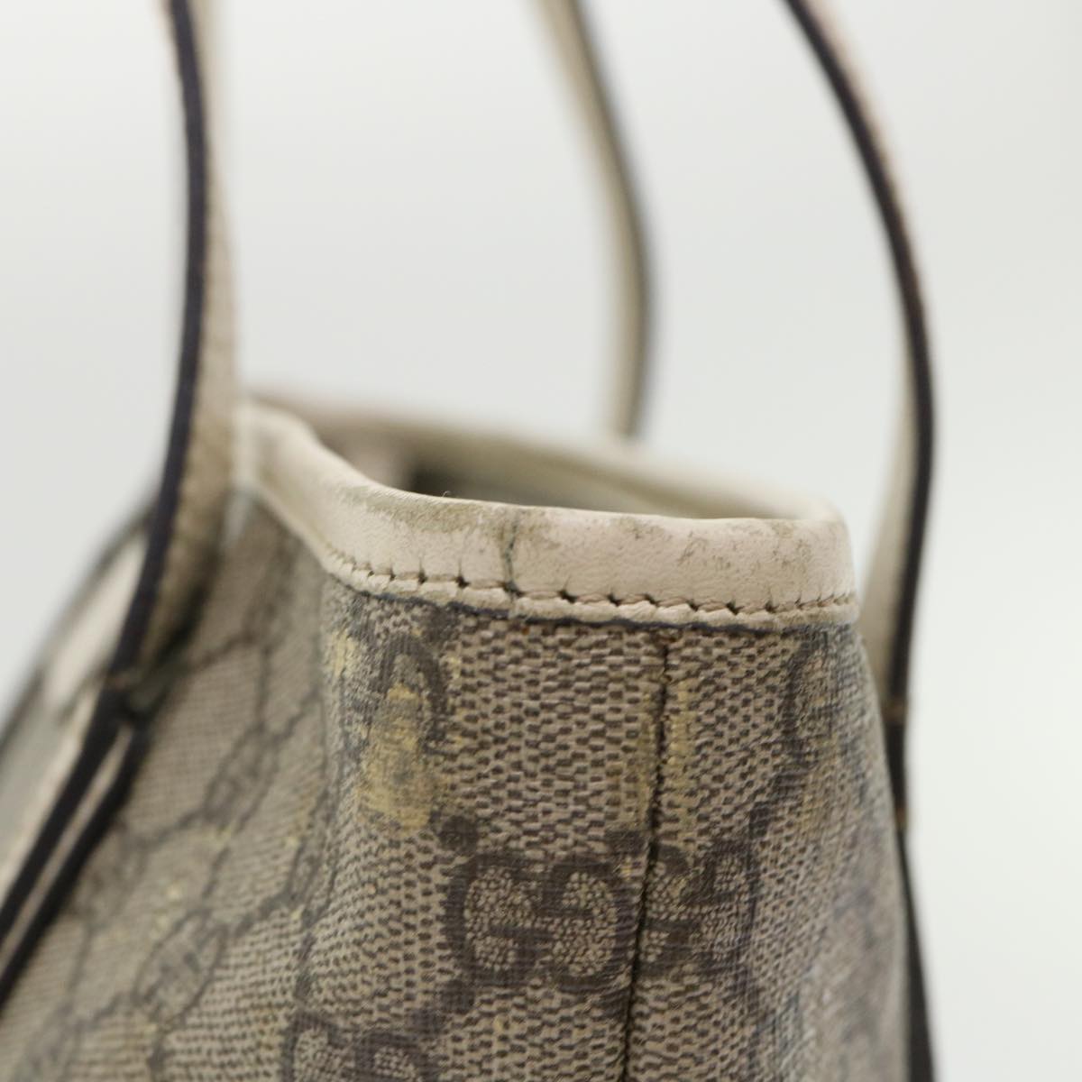 GUCCI GG Canvas Hand Bag PVC Leather Beige 211133 49611