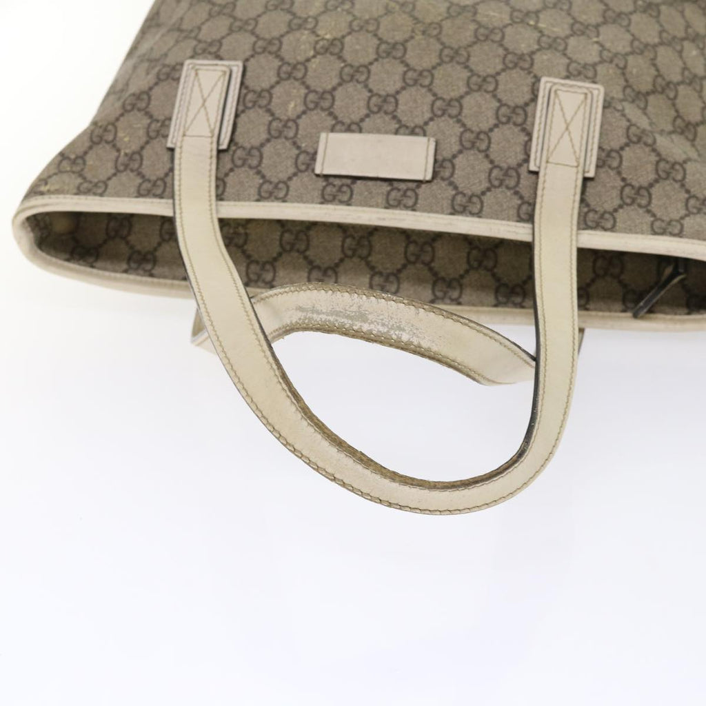 GUCCI GG Canvas Hand Bag PVC Leather Beige 211133 49611