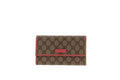 Gucci GG Supreme and Pink Leather Long Flap Wallet