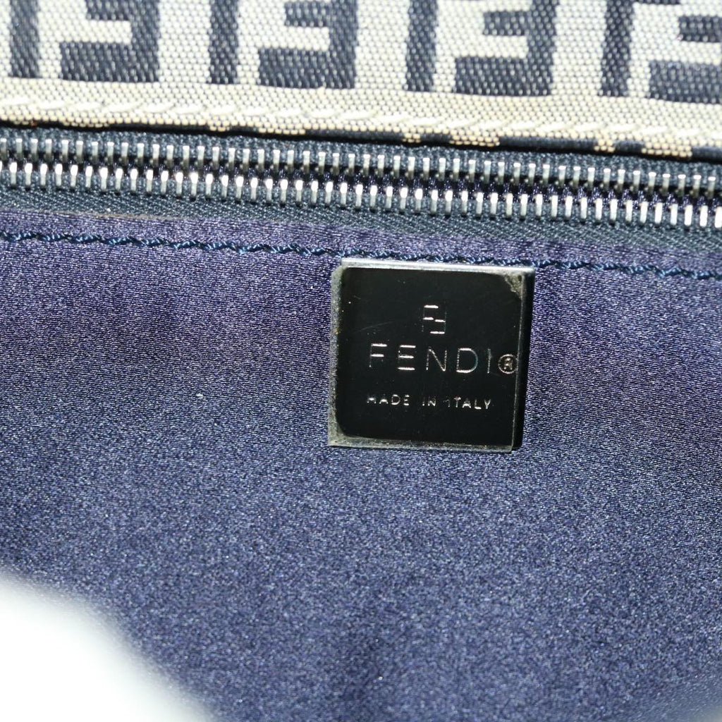 FENDI Zucchino Canvas Mamma Baguette Shoulder Bag Navy 49779