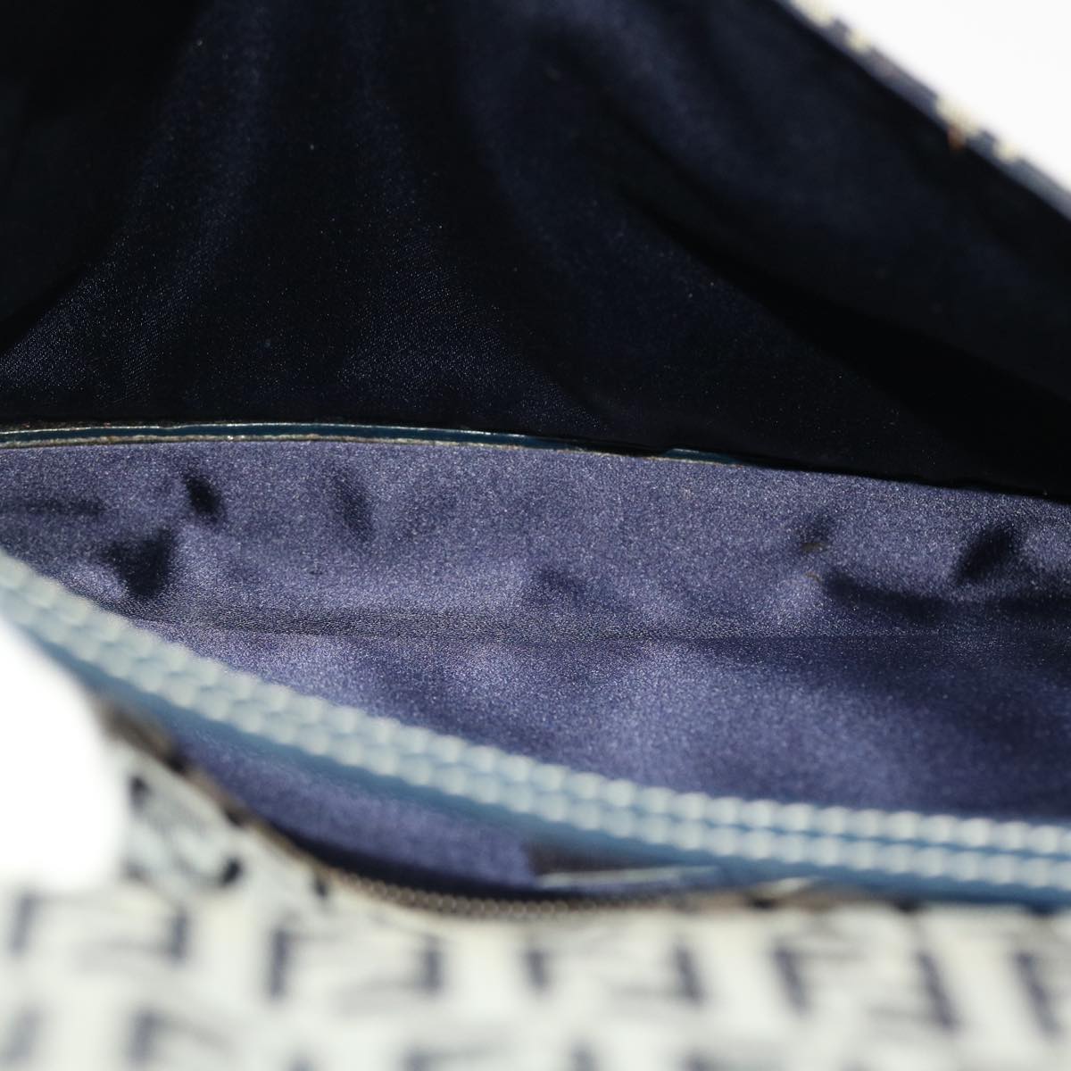FENDI Zucchino Canvas Mamma Baguette Shoulder Bag Navy 49779
