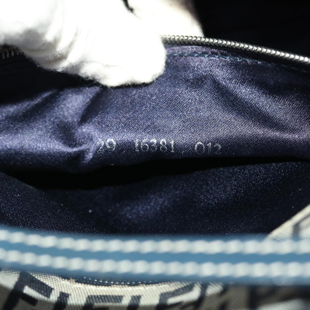 FENDI Zucchino Canvas Mamma Baguette Shoulder Bag Navy 49779