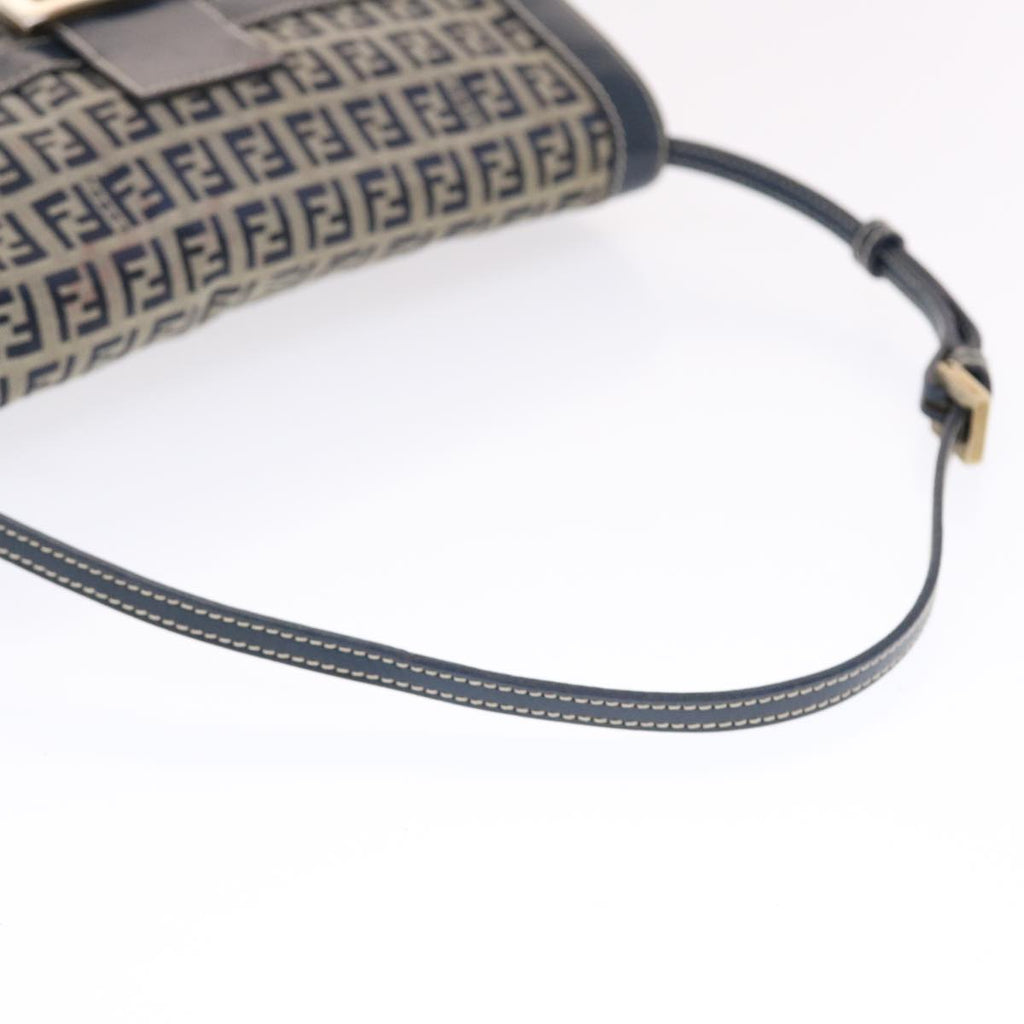FENDI Zucchino Canvas Mamma Baguette Shoulder Bag Navy 49779