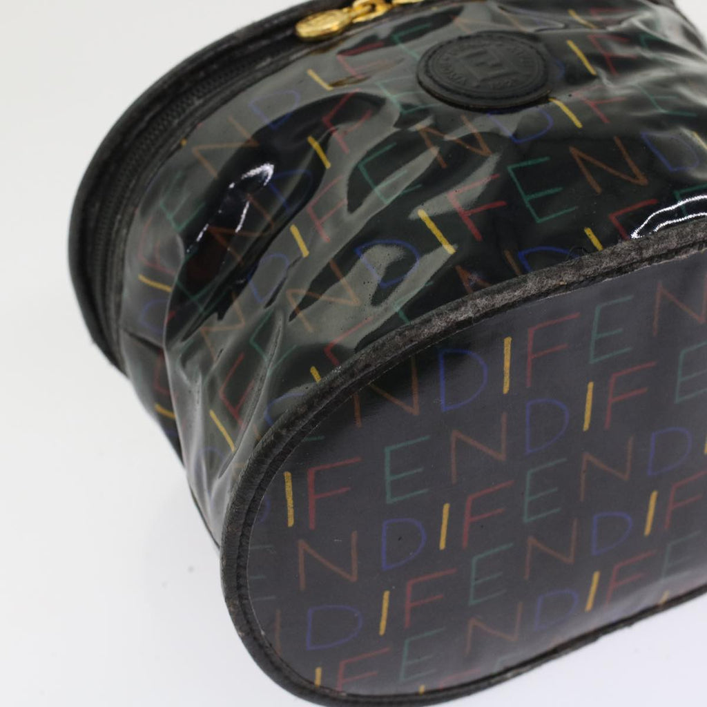 FENDI Vanity Cosmetic Pouch Enamel Black Multicolor 49780