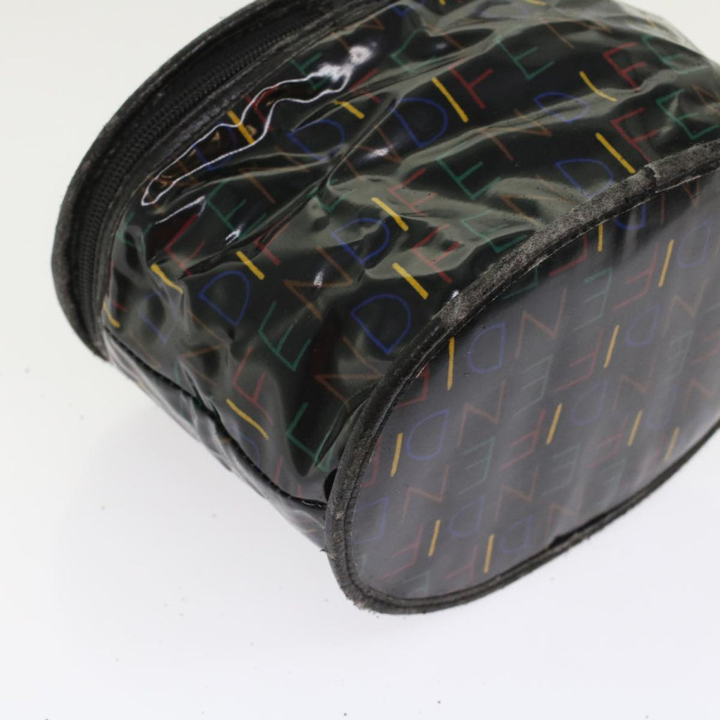 FENDI Vanity Cosmetic Pouch Enamel Black Multicolor 49780