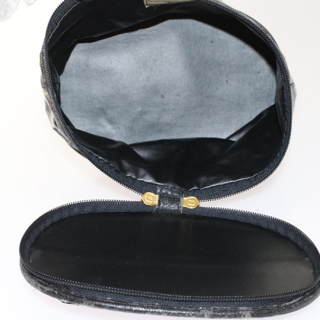 FENDI Vanity Cosmetic Pouch Enamel Black Multicolor 49780