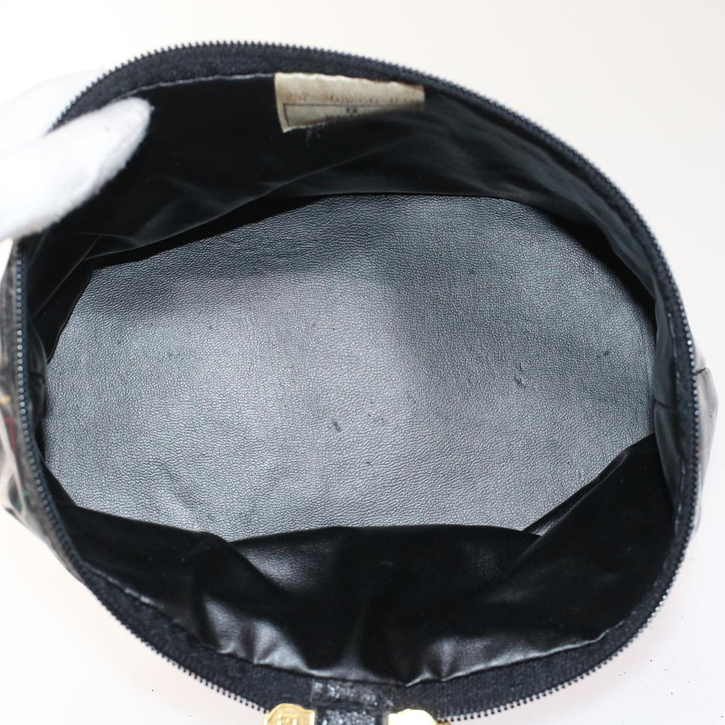 FENDI Vanity Cosmetic Pouch Enamel Black Multicolor 49780