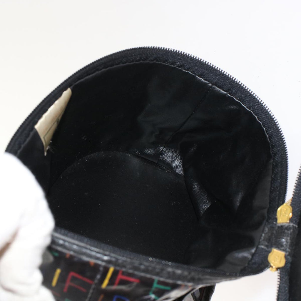 FENDI Vanity Cosmetic Pouch Enamel Black Multicolor 49780