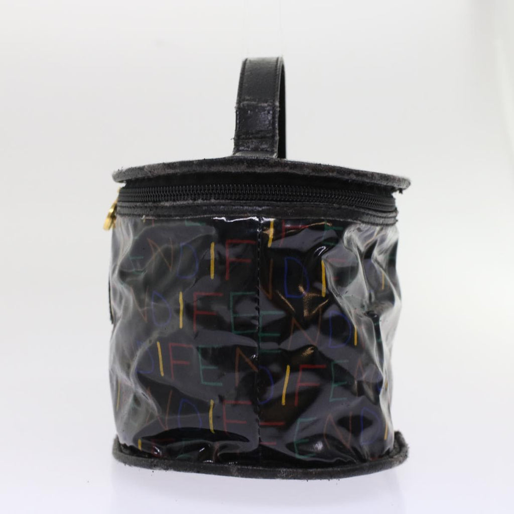 FENDI Vanity Cosmetic Pouch Enamel Black Multicolor 49780