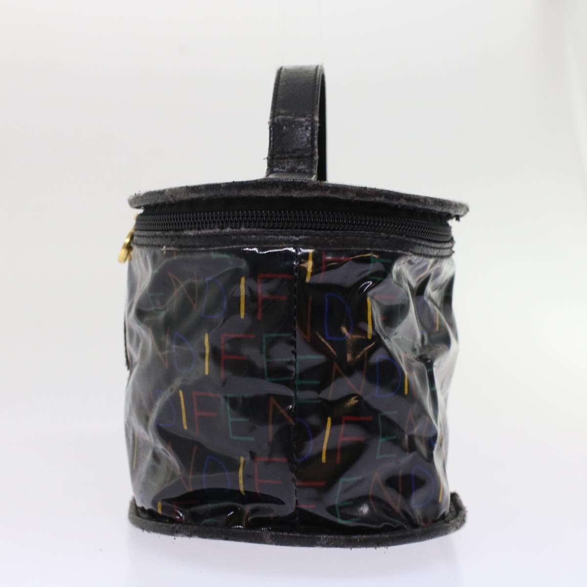 FENDI Vanity Cosmetic Pouch Enamel Black Multicolor 49780
