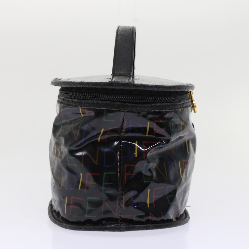 FENDI Vanity Cosmetic Pouch Enamel Black Multicolor 49780
