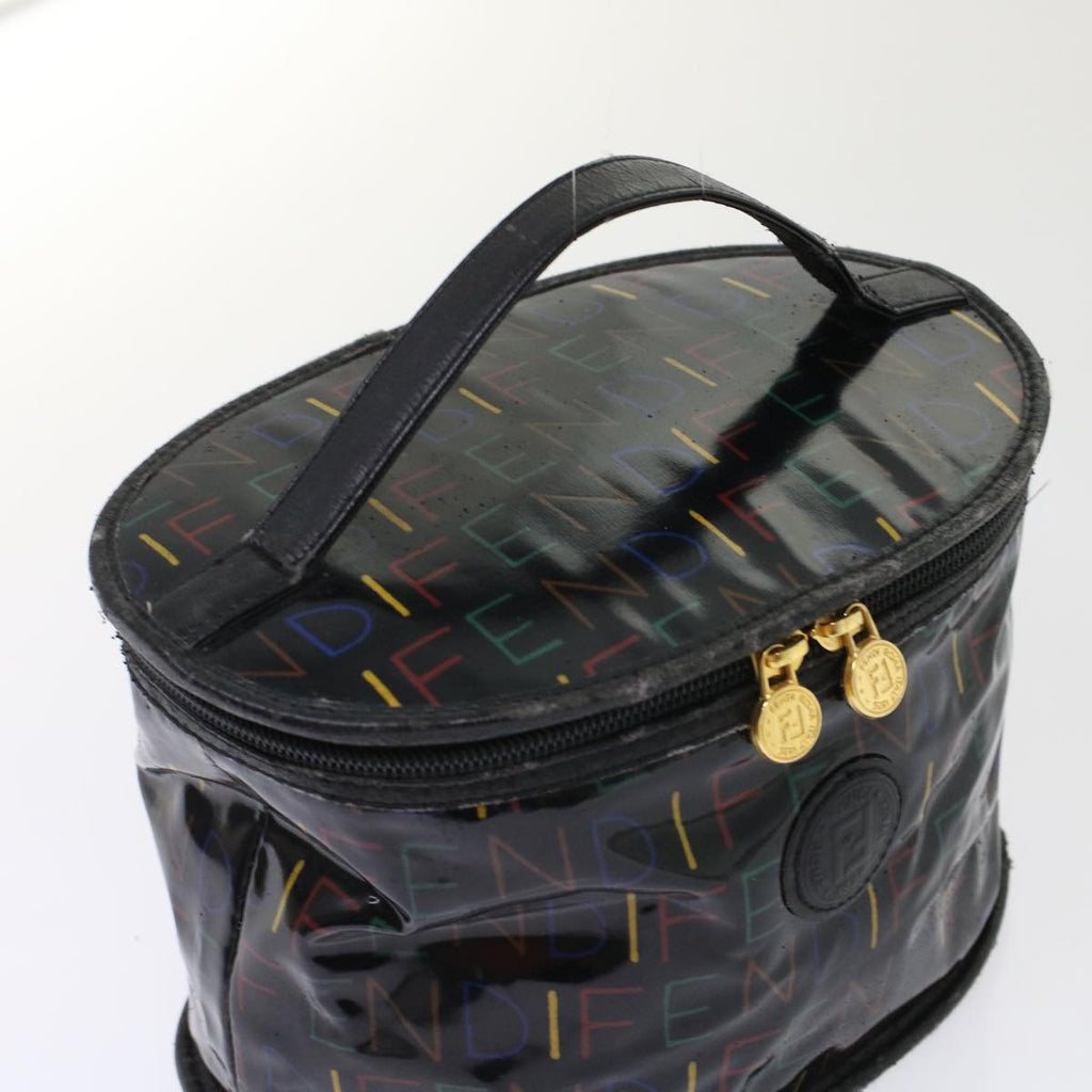 FENDI Vanity Cosmetic Pouch Enamel Black Multicolor 49780