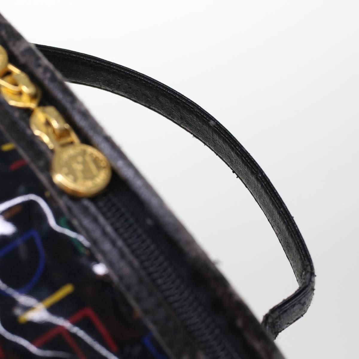 FENDI Vanity Cosmetic Pouch Enamel Black Multicolor 49780