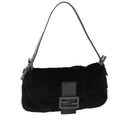 FENDI Mamma Baguette Shoulder Bag Fur Black 49782