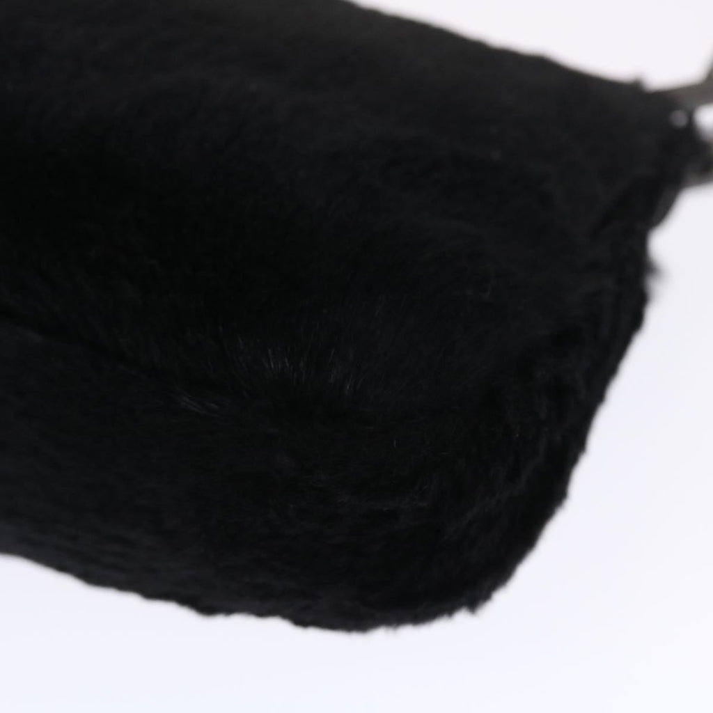 FENDI Mamma Baguette Shoulder Bag Fur Black 49782