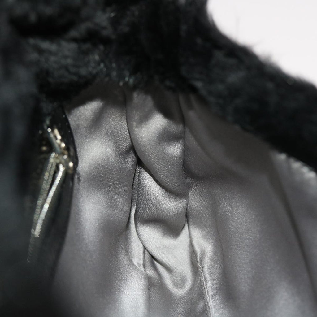FENDI Mamma Baguette Shoulder Bag Fur Black 49782