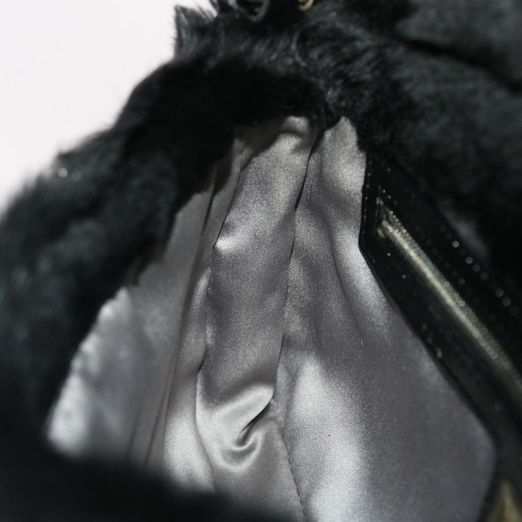 FENDI Mamma Baguette Shoulder Bag Fur Black 49782