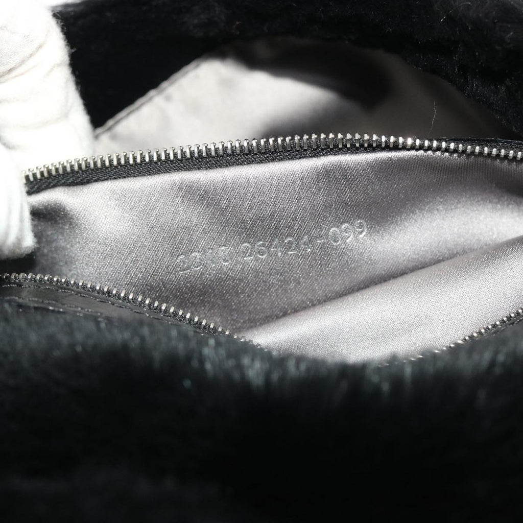 FENDI Mamma Baguette Shoulder Bag Fur Black 49782