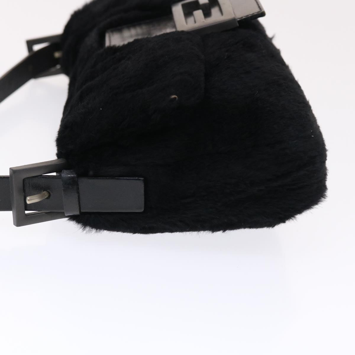 FENDI Mamma Baguette Shoulder Bag Fur Black 49782