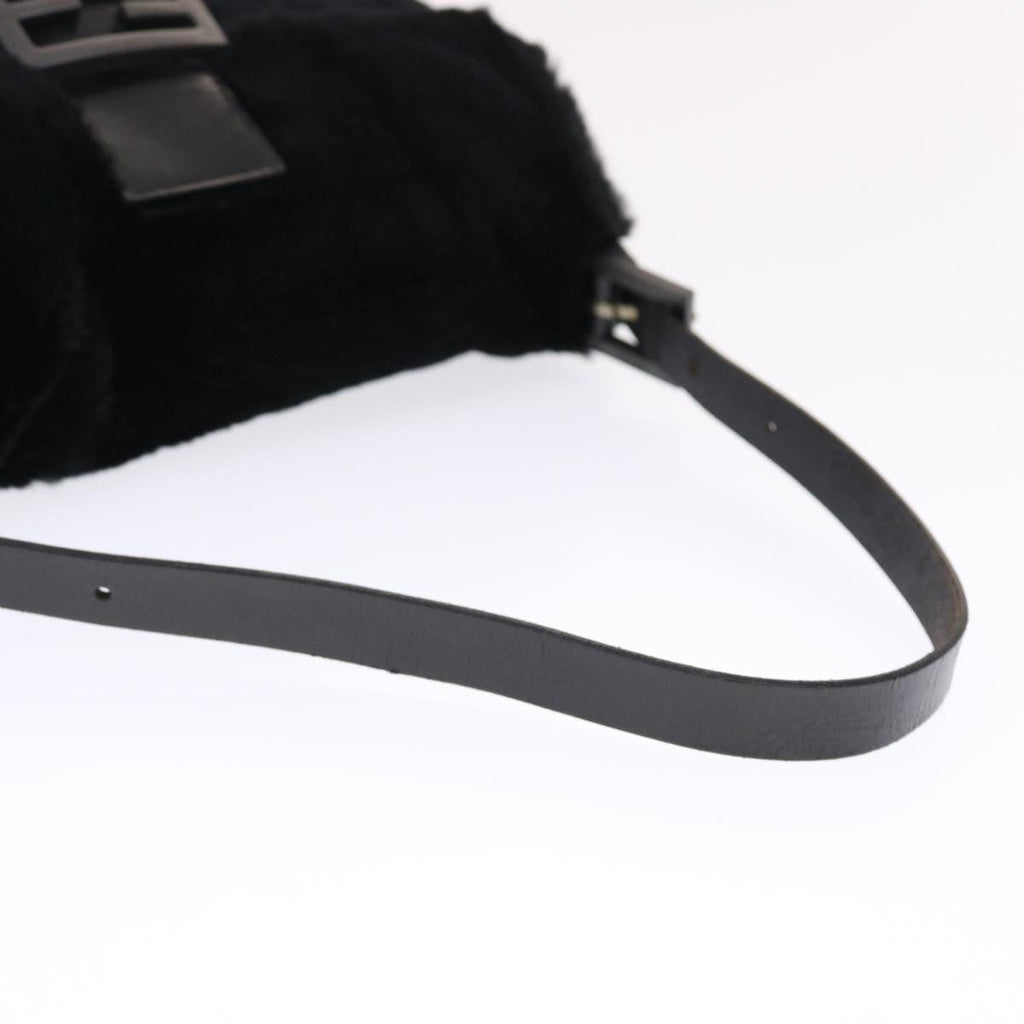 FENDI Mamma Baguette Shoulder Bag Fur Black 49782
