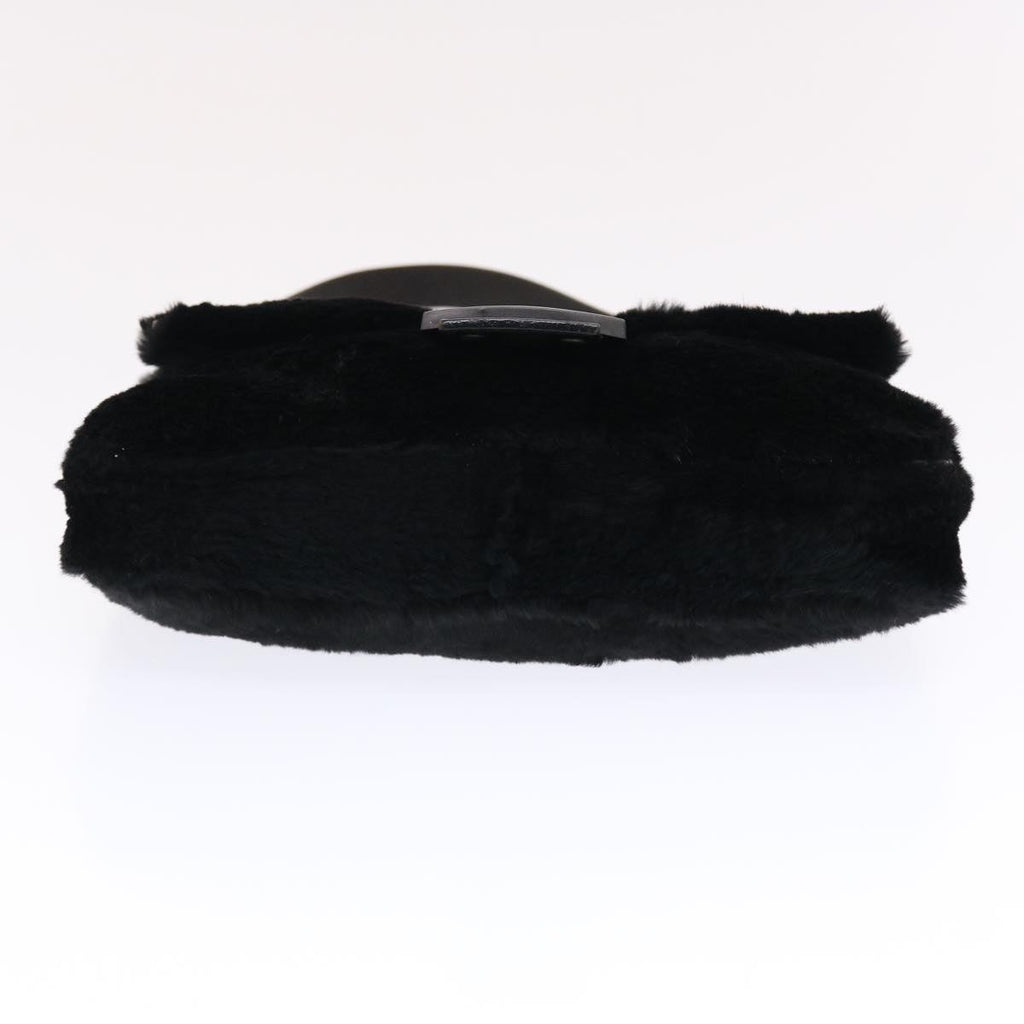 FENDI Mamma Baguette Shoulder Bag Fur Black 49782