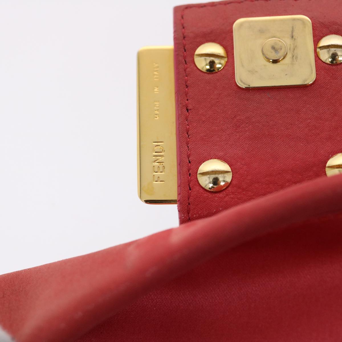 FENDI Mamma Baguette Shoulder Bag Leather Pink 49784