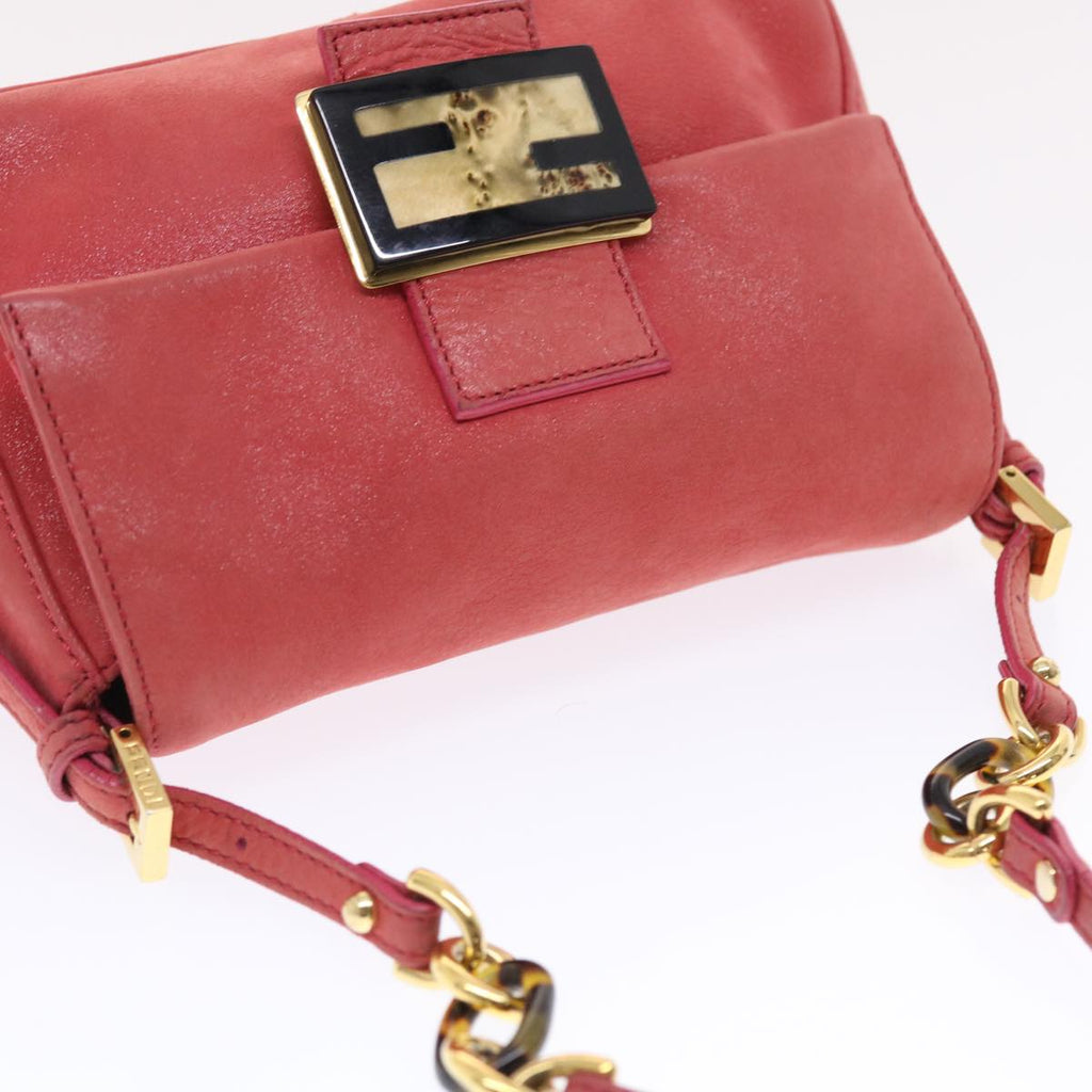 FENDI Mamma Baguette Shoulder Bag Leather Pink 49784