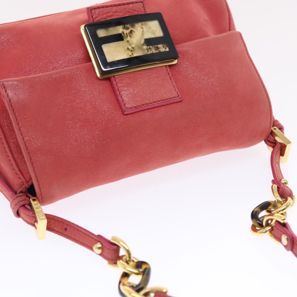 FENDI Mamma Baguette Shoulder Bag Leather Pink 49784