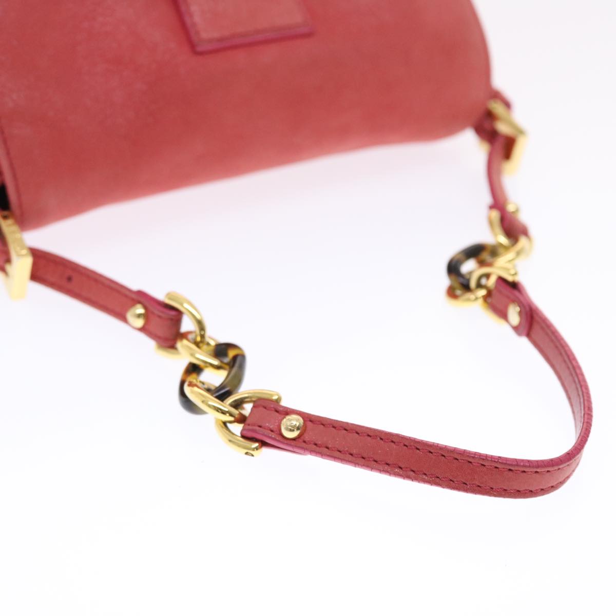 FENDI Mamma Baguette Shoulder Bag Leather Pink 49784