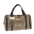 GUCCI GG Crystal Hand Bag Leather Beige 181487 49793