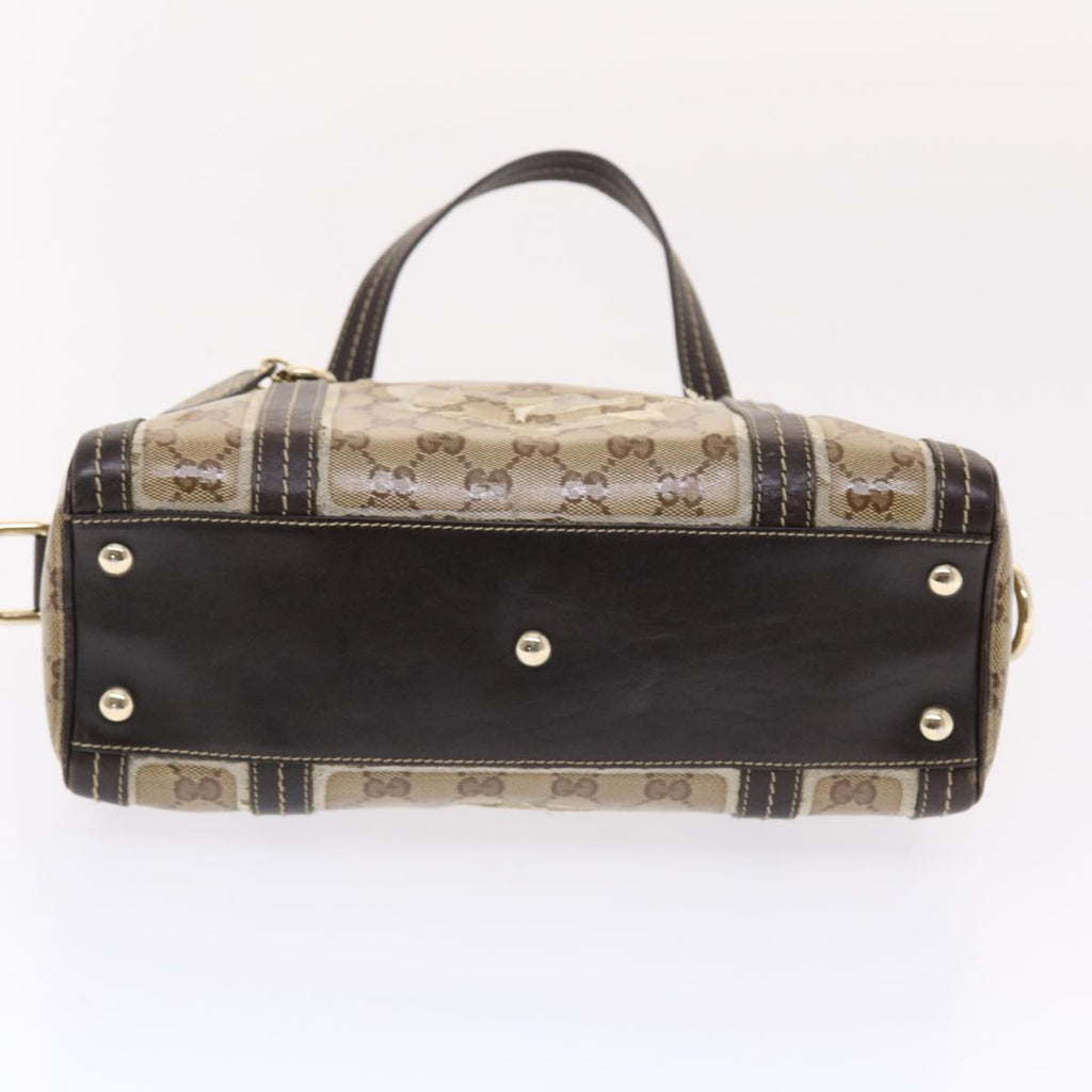 GUCCI GG Crystal Hand Bag Leather Beige 181487 49793