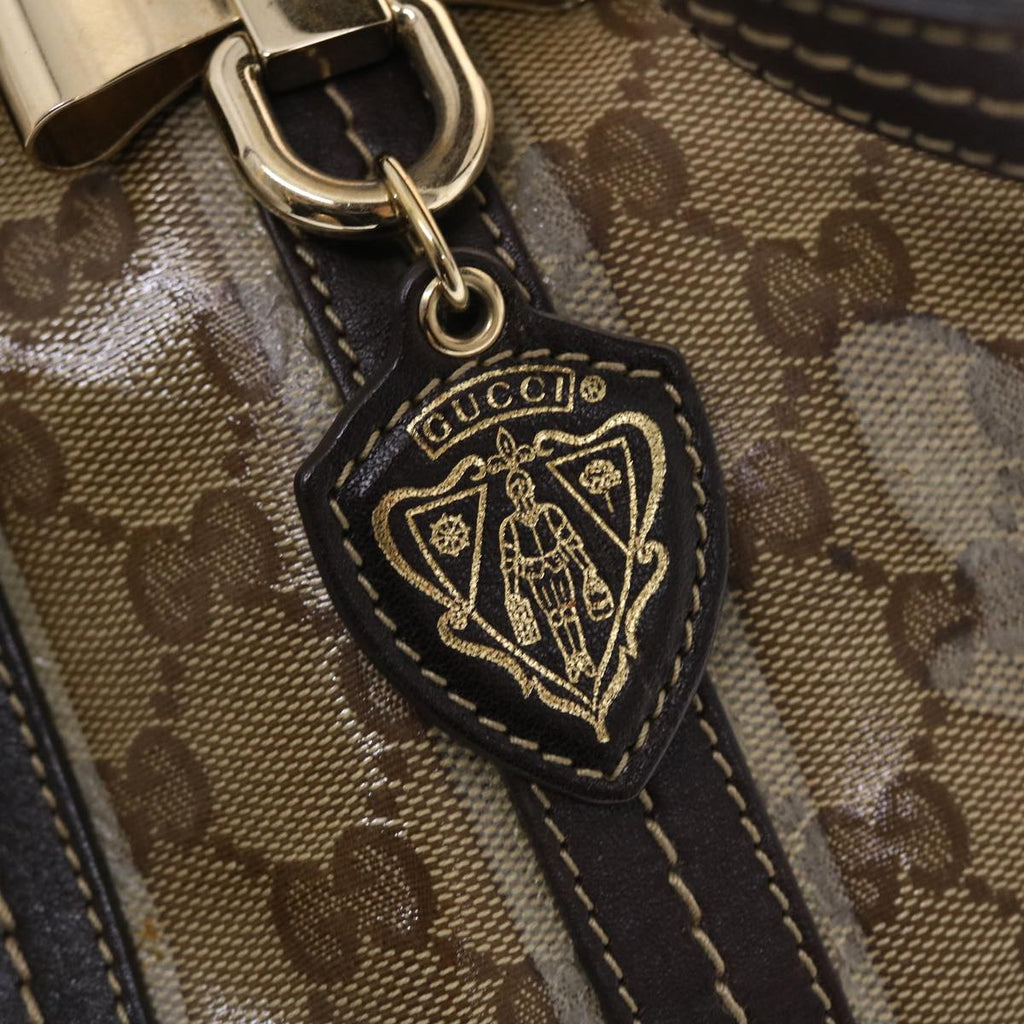 GUCCI GG Crystal Hand Bag Leather Beige 181487 49793