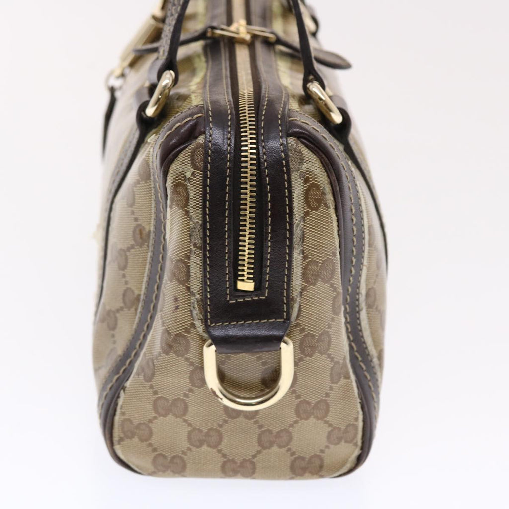 GUCCI GG Crystal Hand Bag Leather Beige 181487 49793
