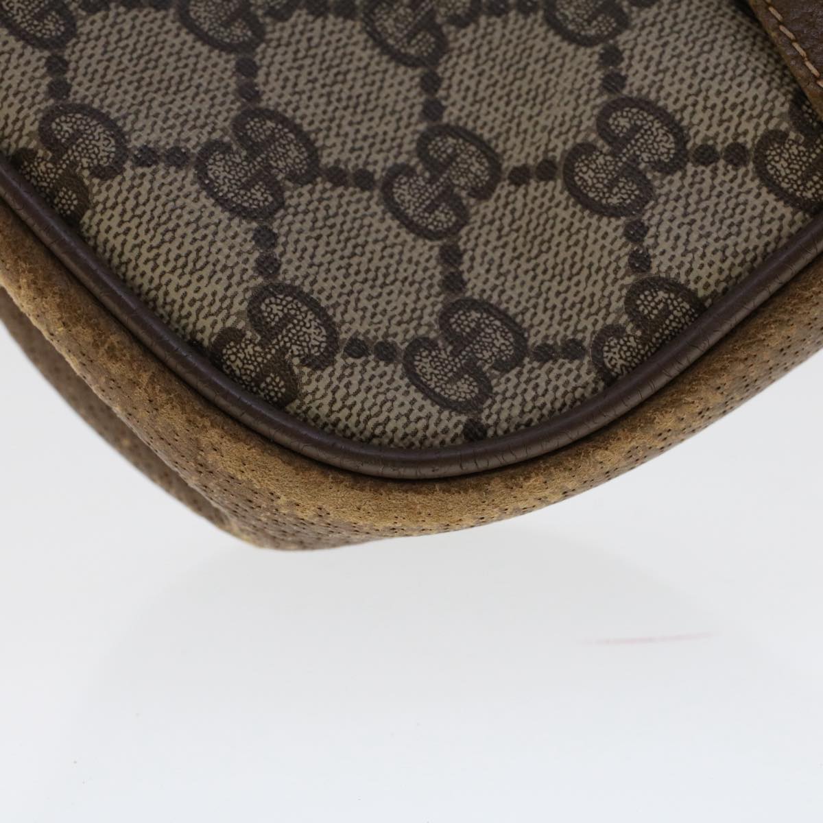 GUCCI GG Canvas Web Sherry Line Shoulder Bag PVC Leather Beige Red 49894