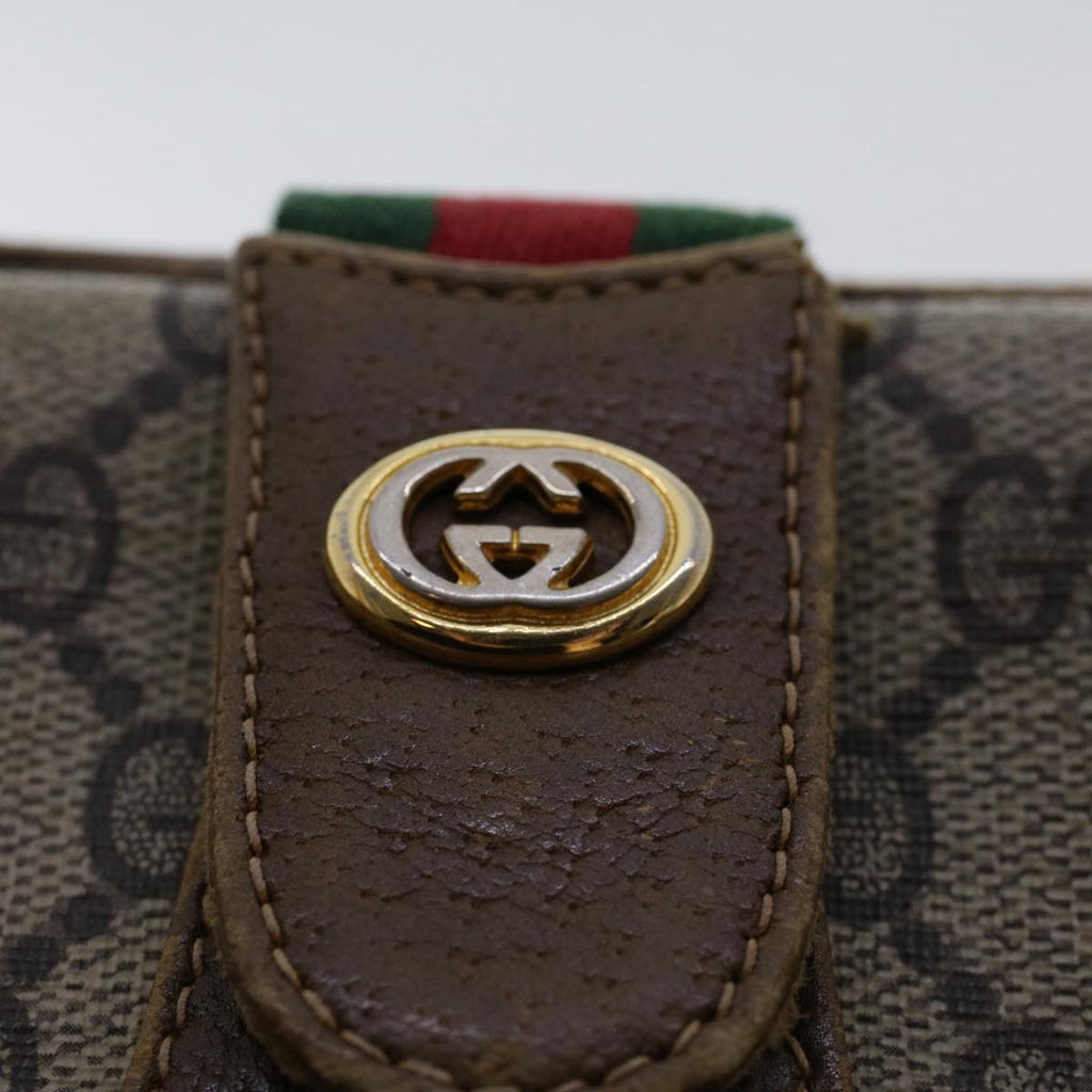 GUCCI GG Canvas Web Sherry Line Shoulder Bag PVC Leather Beige Red 49894