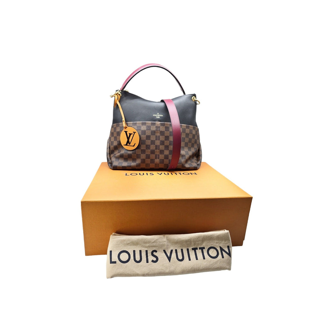 Louis Vuitton Damier Ebene Black Calfskin Maida Hobo