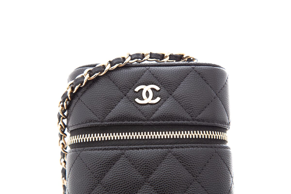 Chanel 2020 Black Caviar Quilted Phone Case On Chain Handbag