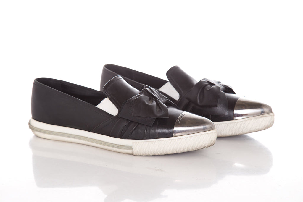 Miu Miu Black Bow Sneakers SZ 38.5