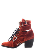Chloe Red Velvet Rylee Cut Out Booties SZ 37.5