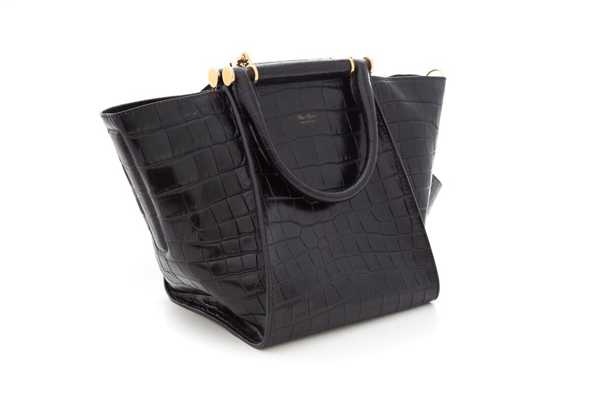 Max Mara Black Croc Embossed Handbag