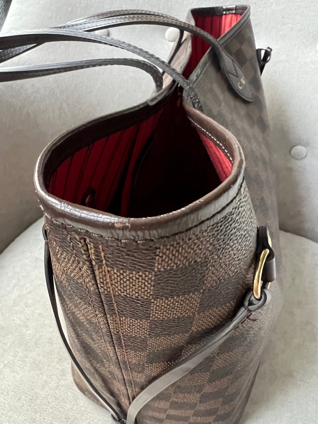 Louis Vuitton Neverfull MM Damier Ebene Cherry Interior (RRP £1,410)