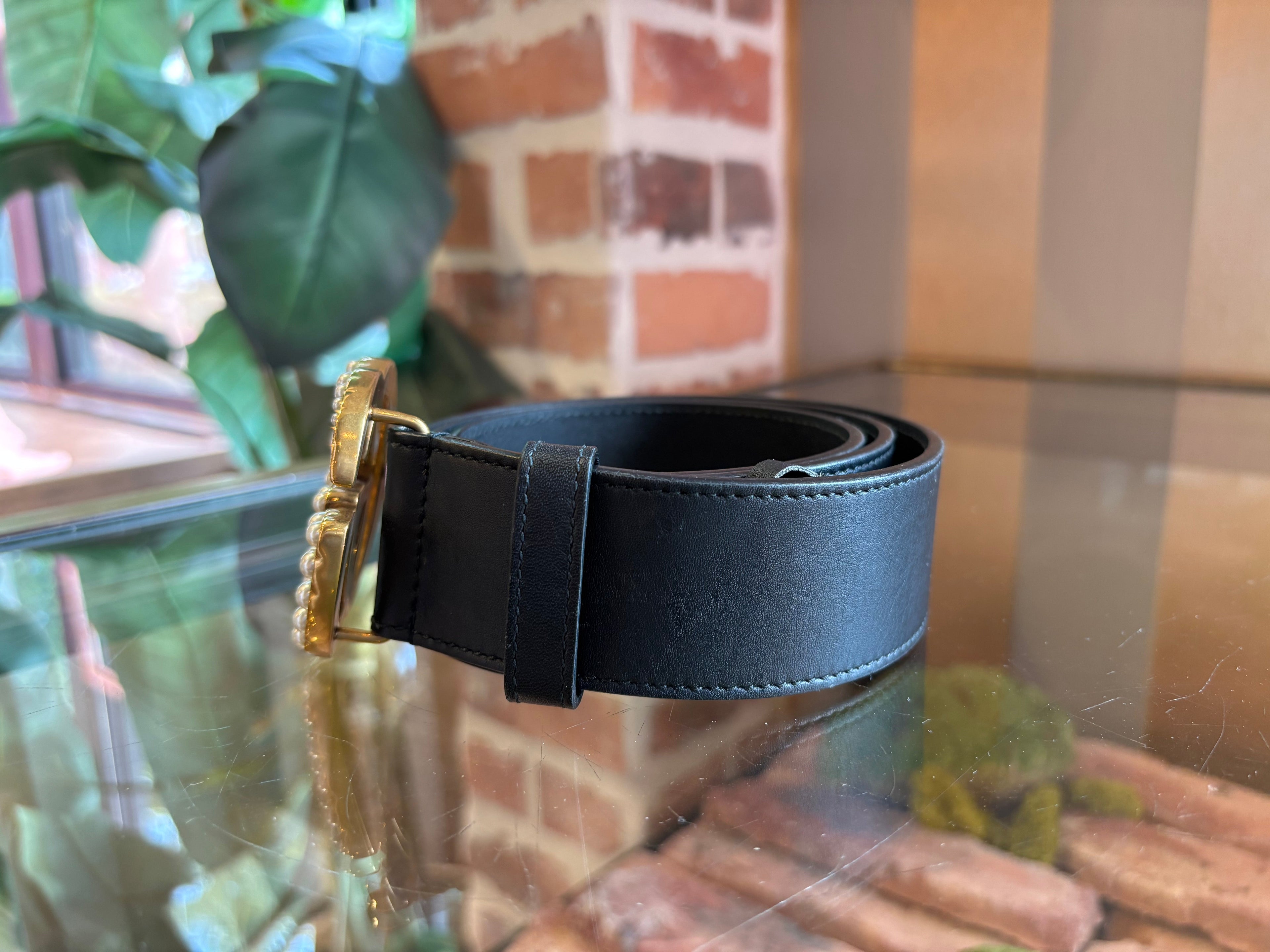 GUCCI Black GG Marmont Pearl Belt Sz 85/34 ( US 6)