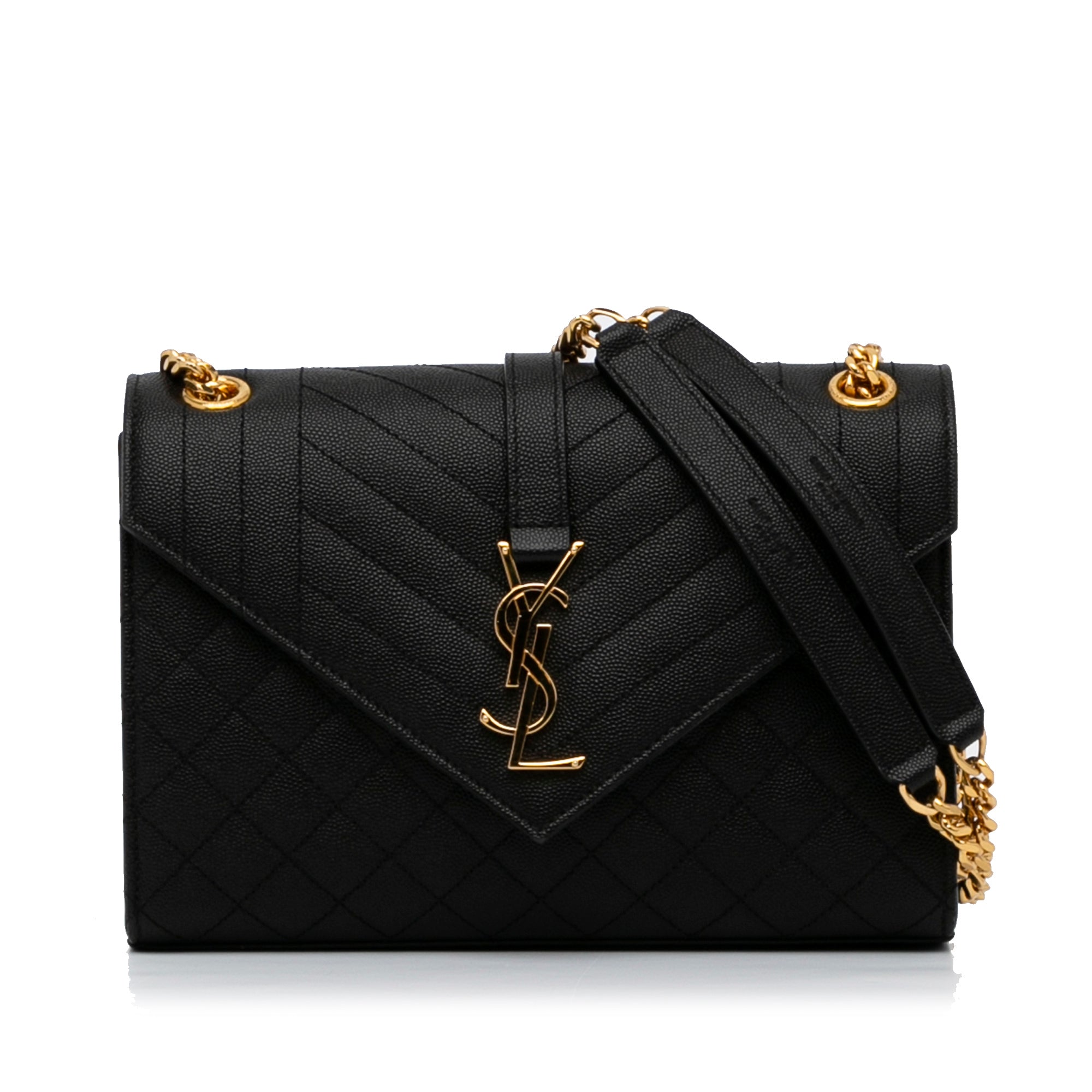 Yves Saint Laurent Monogram Envelope Black Calfskin