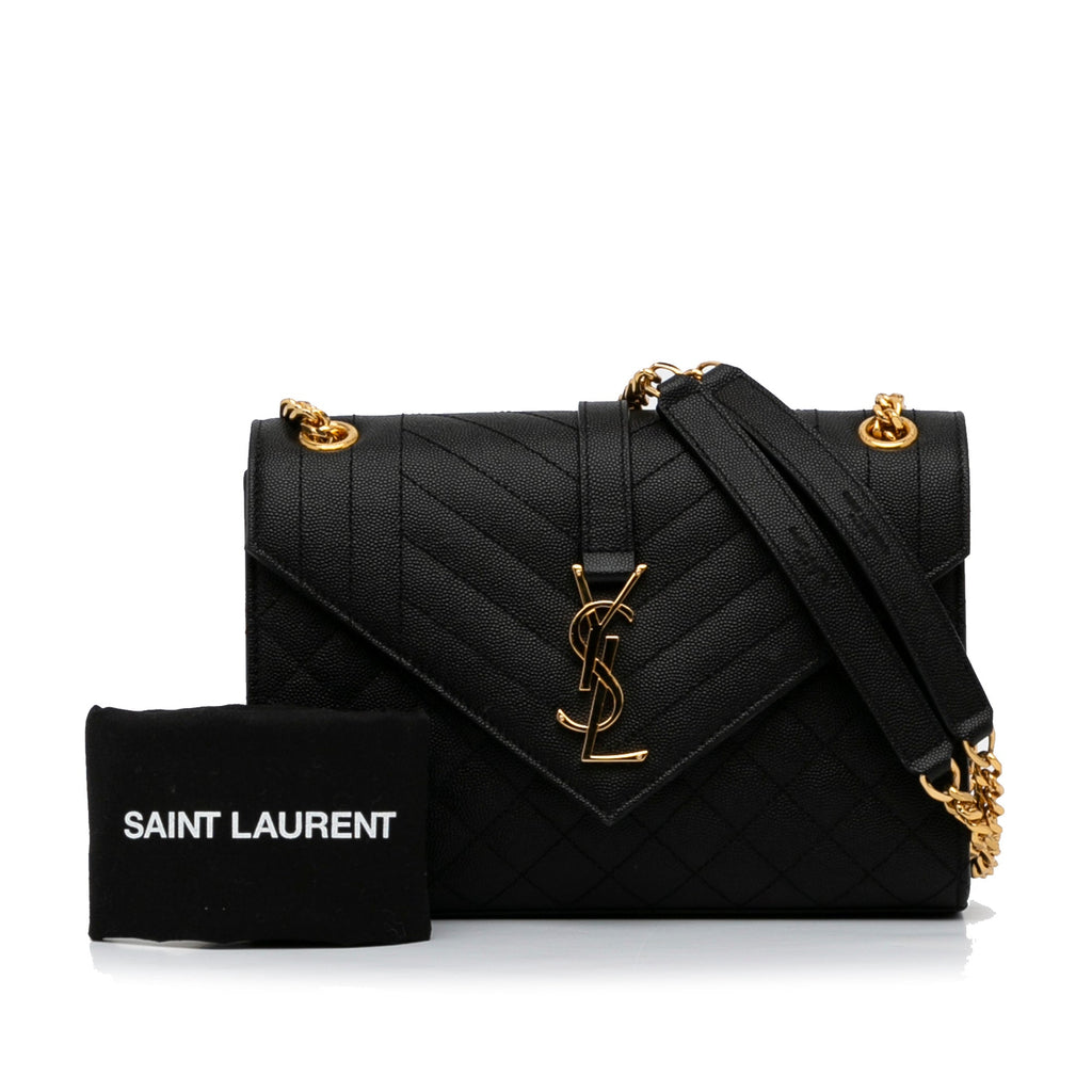 Yves Saint Laurent Monogram Envelope Black Calfskin