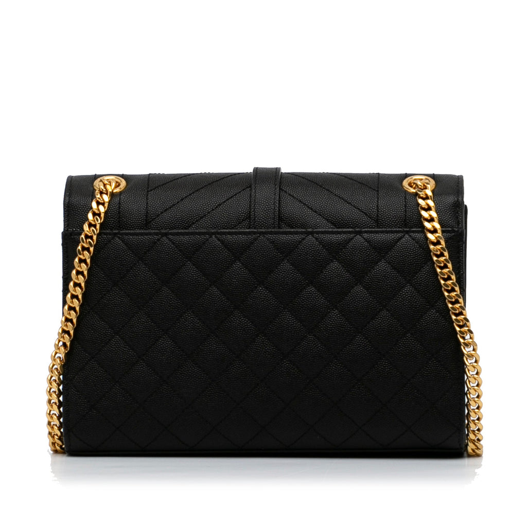 Yves Saint Laurent Monogram Envelope Black Calfskin