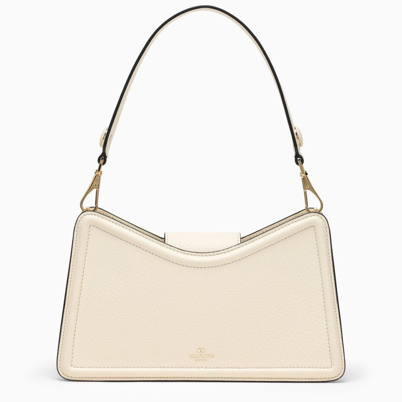 Valentino Garavani Vlogo Ivory Shoulder Bag In Garnet Calfskin Women