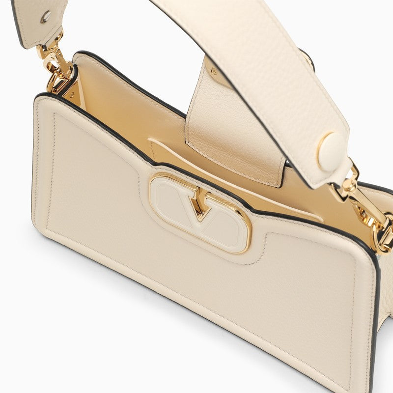 Valentino Garavani Vlogo Ivory Shoulder Bag In Garnet Calfskin Women
