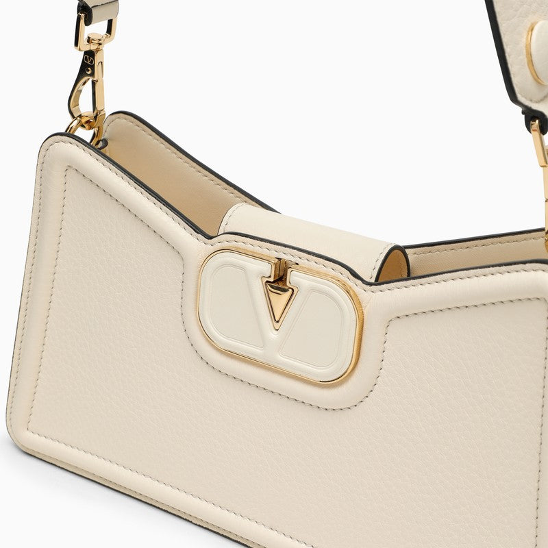 Valentino Garavani Vlogo Ivory Shoulder Bag In Garnet Calfskin Women