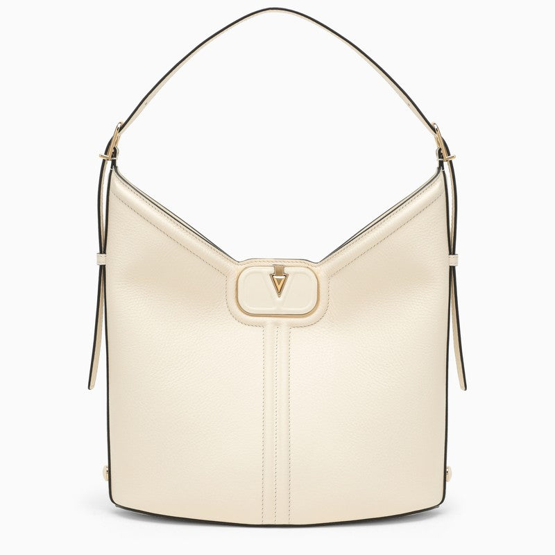 Valentino Garavani Vlogo Ivory Shoulder Bag In Leather Women