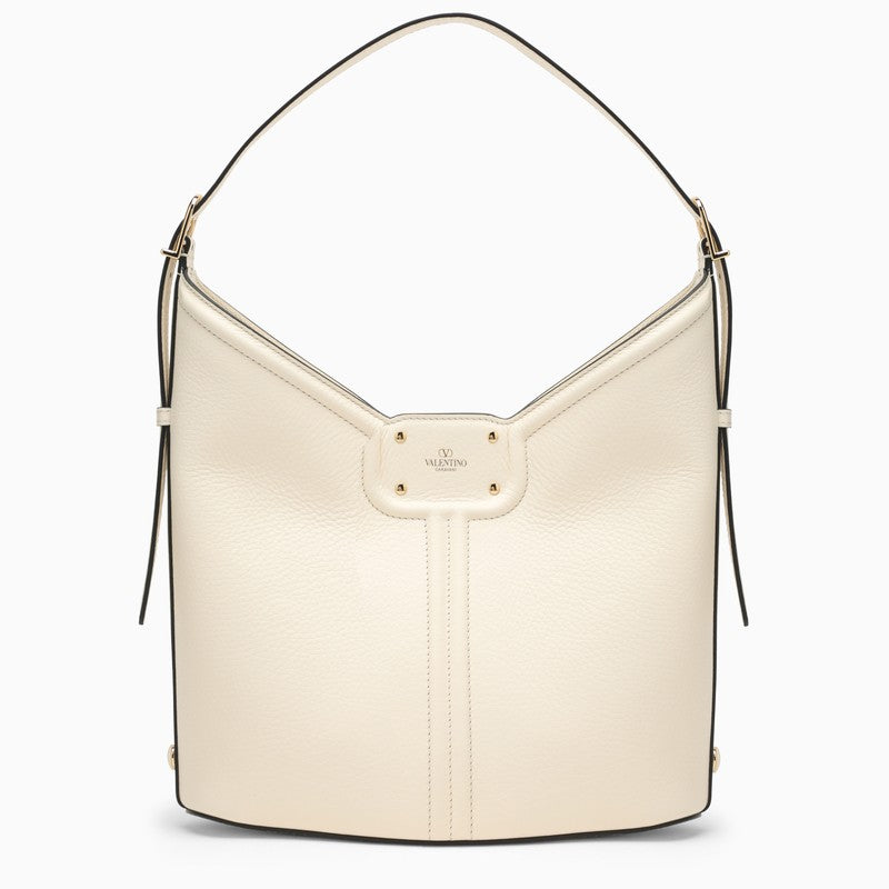 Valentino Garavani Vlogo Ivory Shoulder Bag In Leather Women